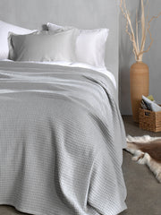 Sprei Wafel Melange Grey - Gerecycled Katoen