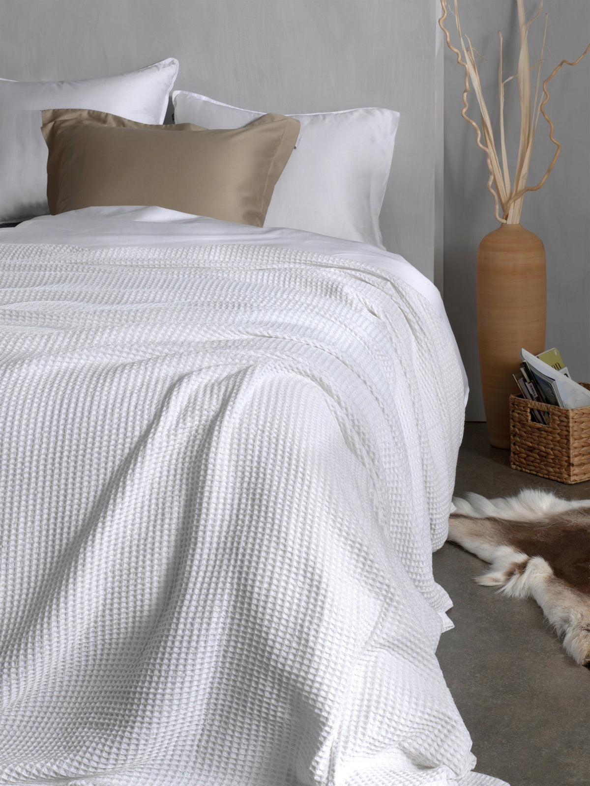 Heckettlane Sprei Wafel Super White - 65% Gerecycled Katoen 35% Andere Vezels