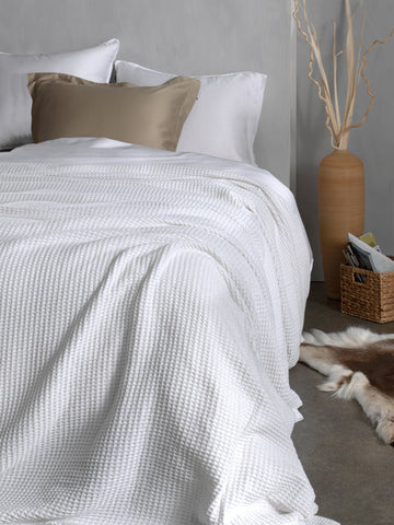 Heckettlane Sprei Wafel Super White - 65% Gerecycled Katoen 35% Andere Vezels