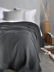 Sprei Wafel Steel Grey - Gerecycled Katoen