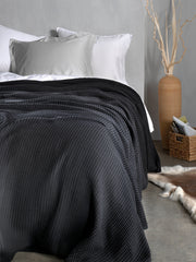 Sprei Wafel Midnight Black - Gerecycled Katoen