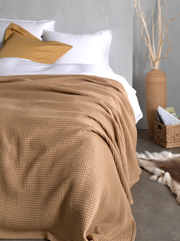 Heckettlane Sprei Wafel Pale Khaki - 65% Gerecycled Katoen 35% Andere Vezels