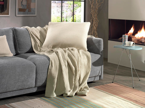 Heckettlane Kussensloop Wafel Cuban Sand - 100% Katoen