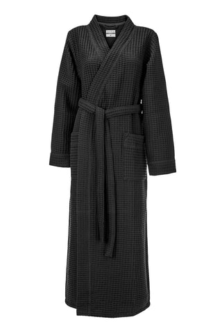 Heckettlane Badjas Wafel Midnight Black 65% Gerecycled Katoen 35% Andere Vezels